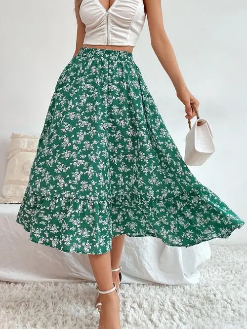 Ruffled Midi Skirt