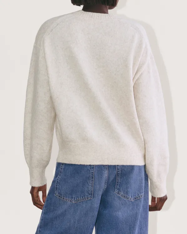 White Ribbed Collar Knit Sweater