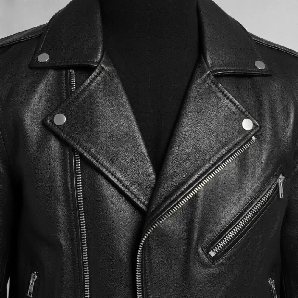 Modern Leather Biker Motorcycle Belted Jacket