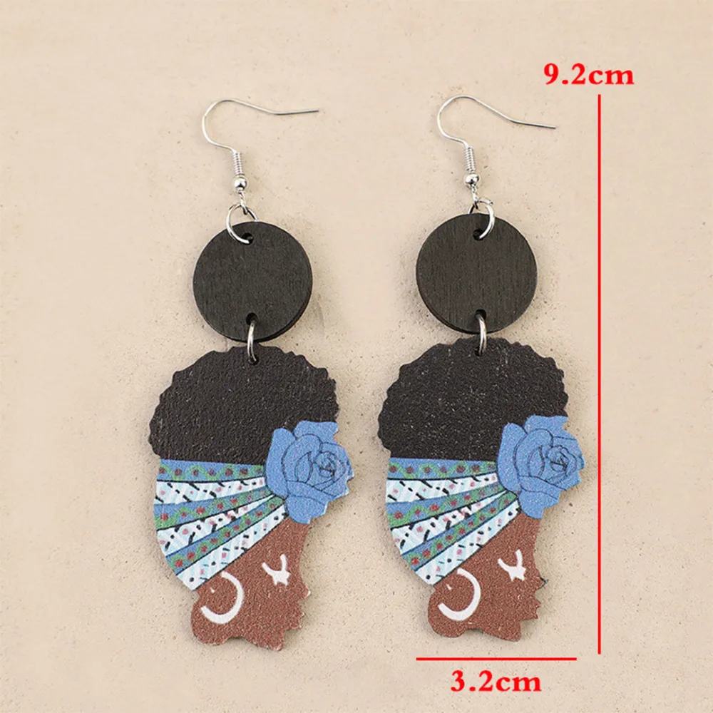 Retro Pattern Wooden Drop Earrings