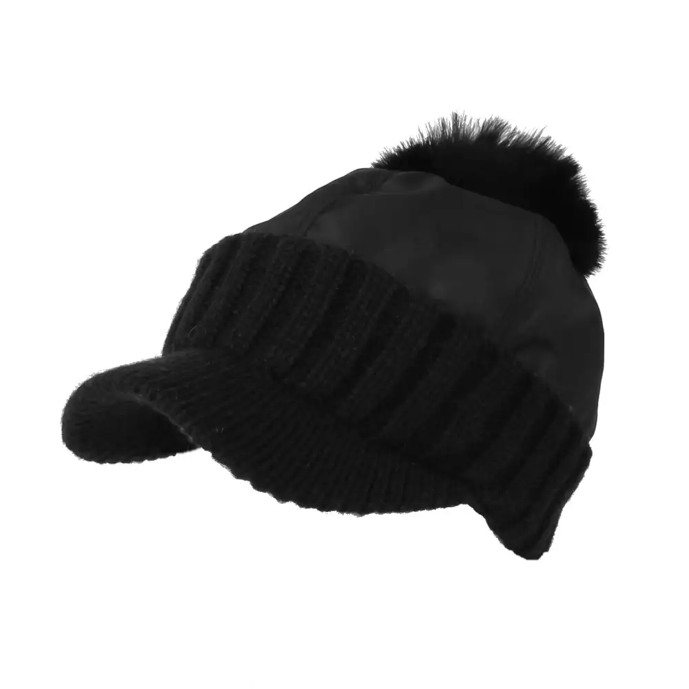 Knit Pom Pom Fleece Sun Visor