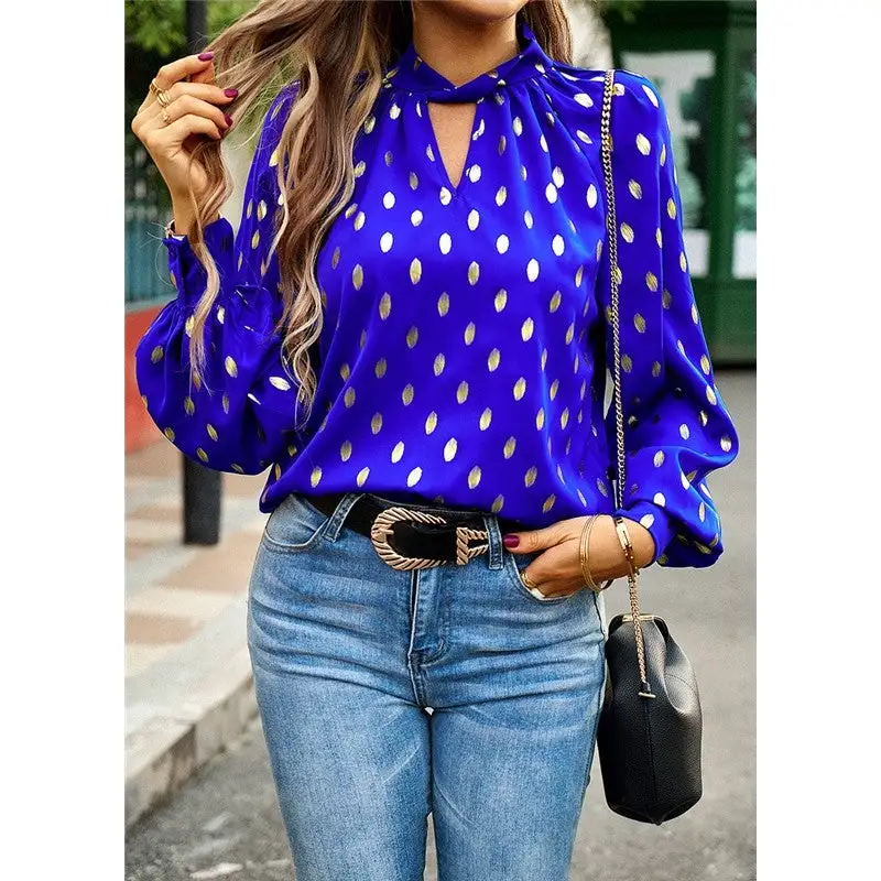 Women's Openwork Long-Sleeve Relaxed Blouse