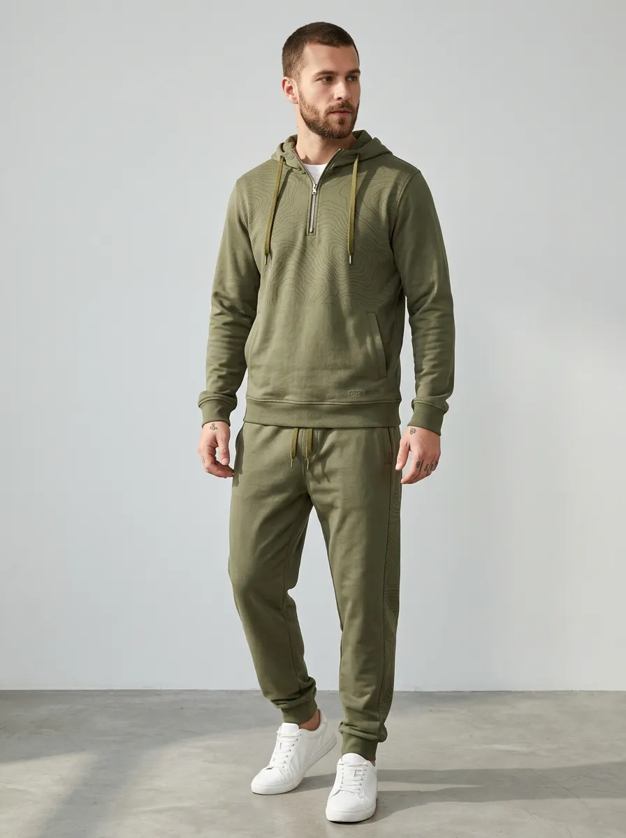Men's Contemporary Outdoor Explorer Topographic Map Print Jogger Set