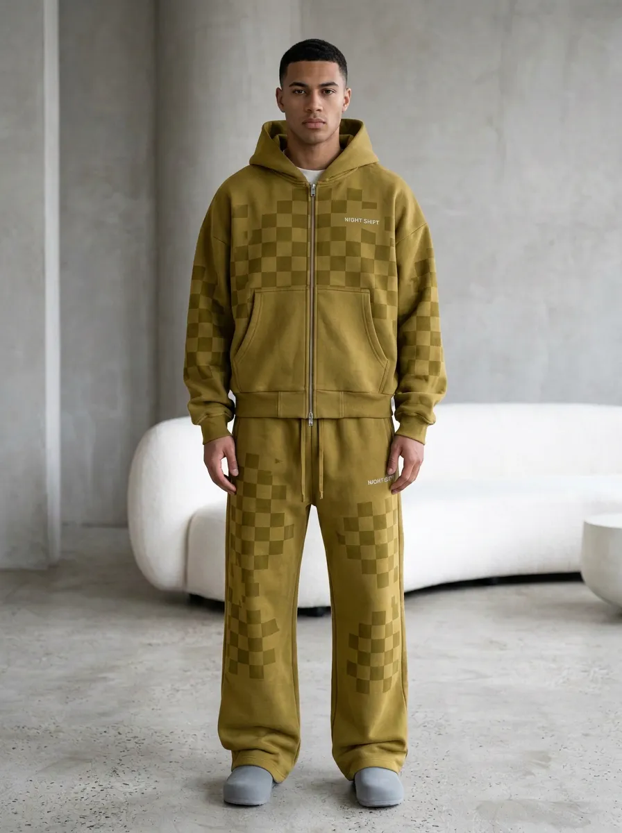 Urban Checkerboard Men's Two-Piece Tracksuit