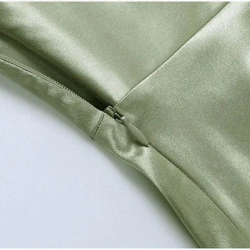 Ruched Satin Midi Dress