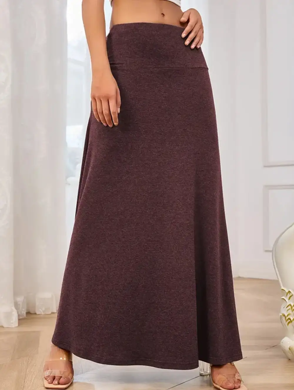 Knit High Waist Midi Skirt