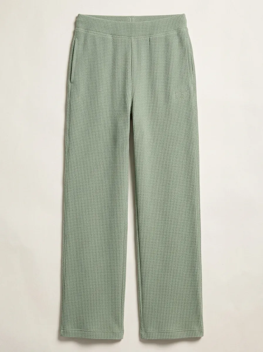 Women's Sage Green Waffle Knit Textured Lounge Pants