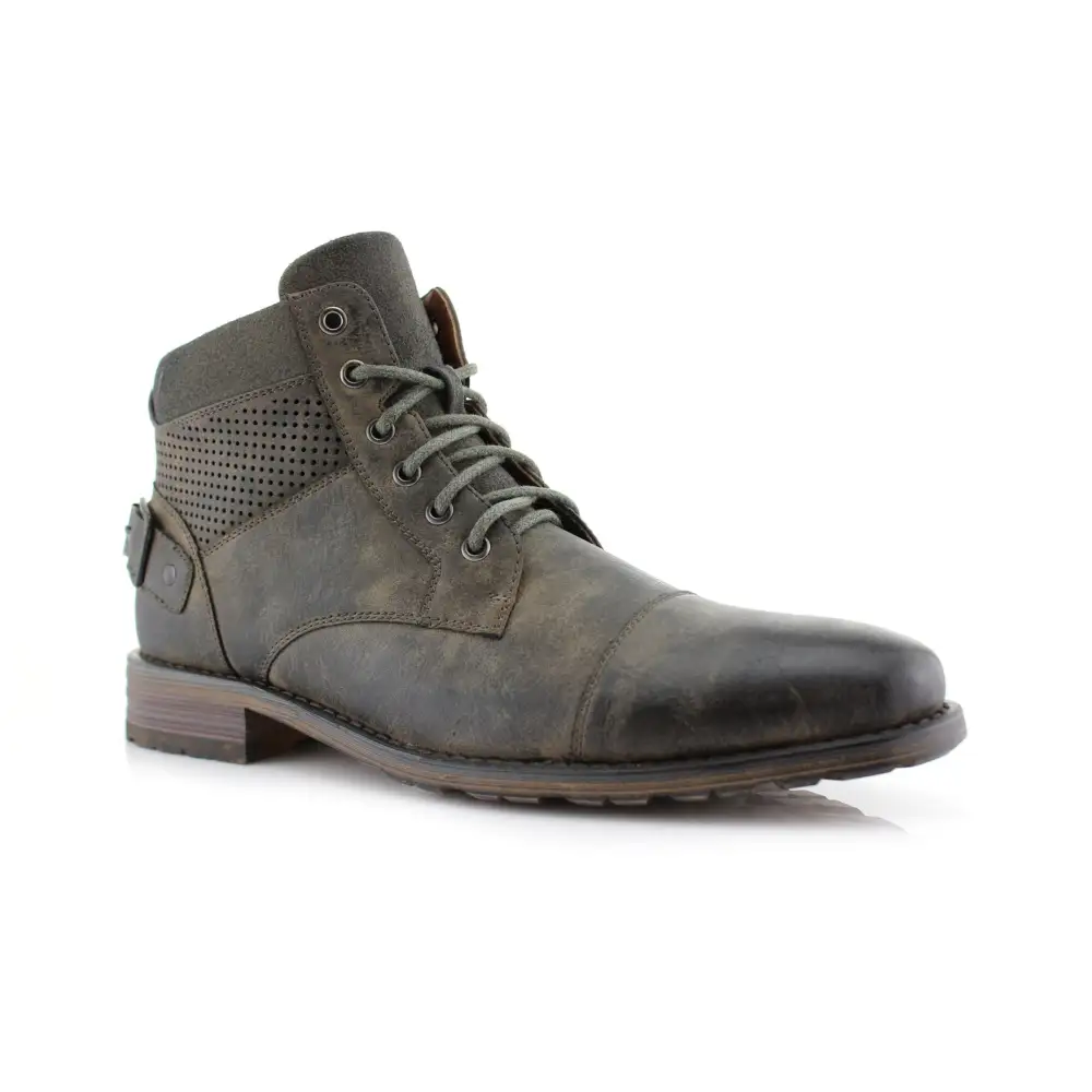 Faux-Suede Suede Faux-Leather Combat Boots