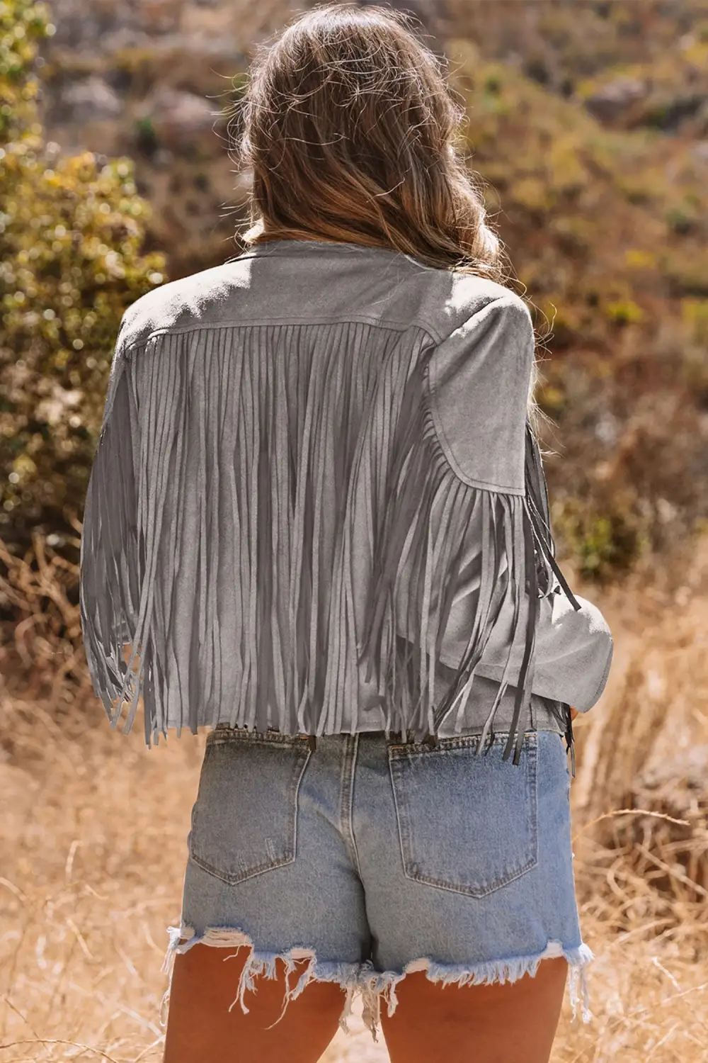 Women's Cropped Fringe Faux Suede Jacket