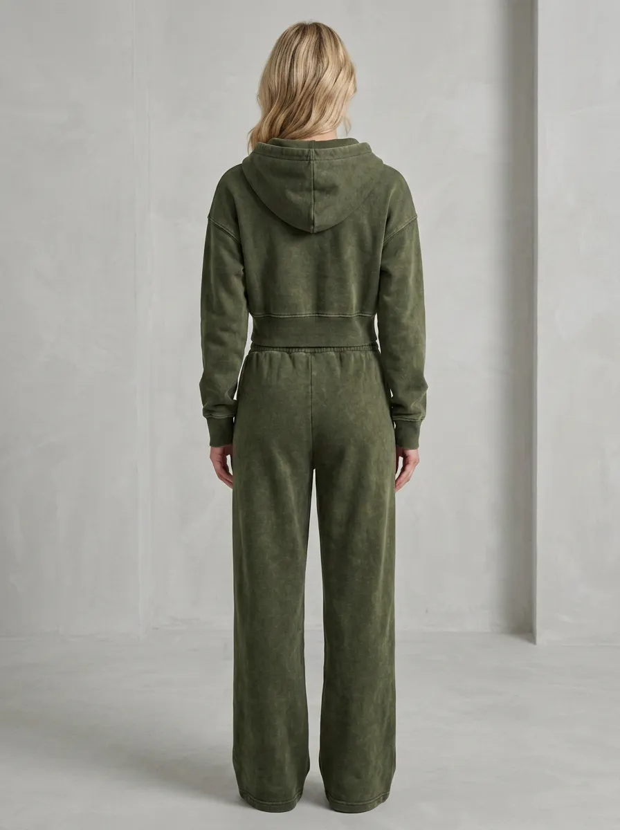 Studio Coordinated Women's Cropped Zip-Up Hoodie Jogger Active Set