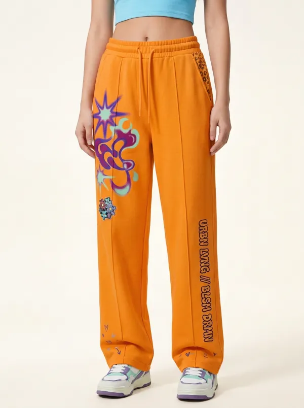 Unisex Streetwear Graffiti Floral Leopard Sweatpants