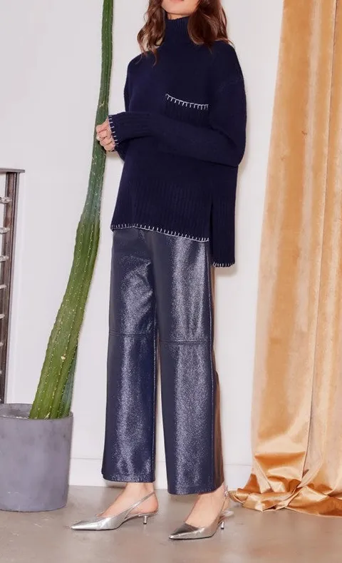 Faux Patent Leather Cropped Pants