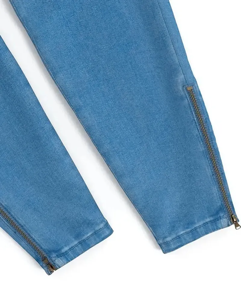 Flap Pocket Zipper Side Skinny Jeans