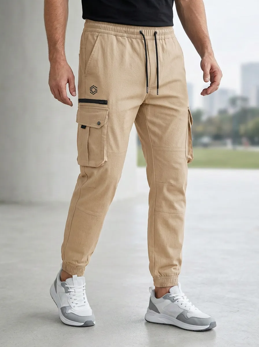 Weekend Geometric Graphic Print Style Men's Cargo Jogger Pants