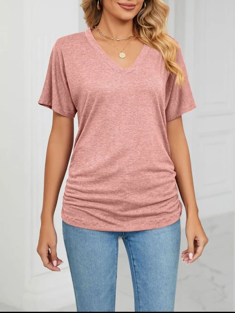 Polished V-Neck Short-Sleeve T-Shirt