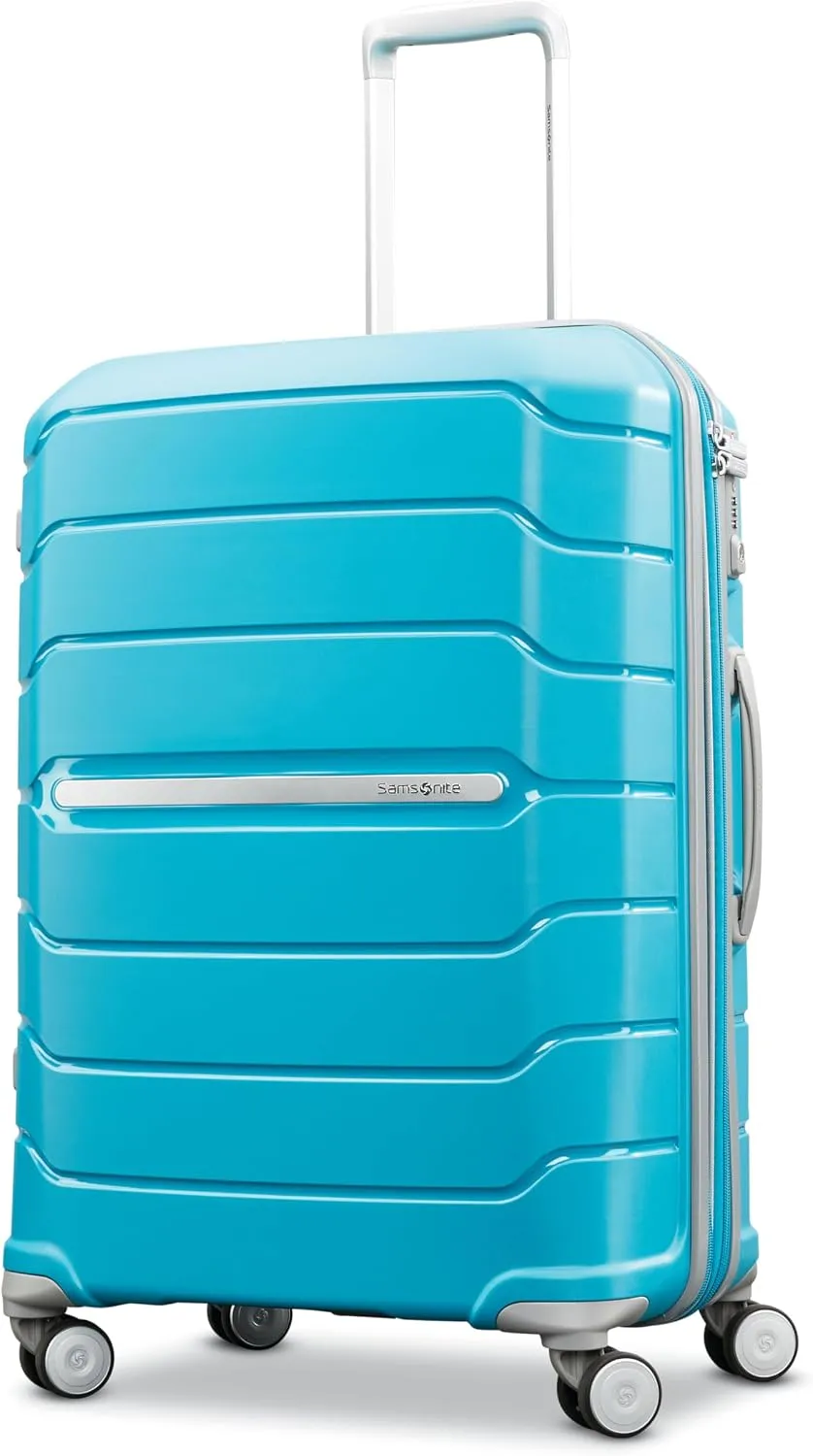Samsonite Freeform Hardside Carry-On Luggage with Spinner Wheels - Hardshell Suitcase - TSA, Airline-Approved - Expandable Hard Shell, Smooth Rolling Wheels for Lightweight Travel - White/Grey