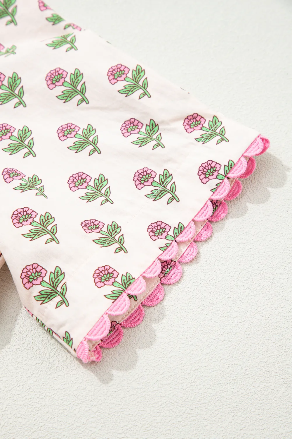 Pink Floral Scallop Trim Dress