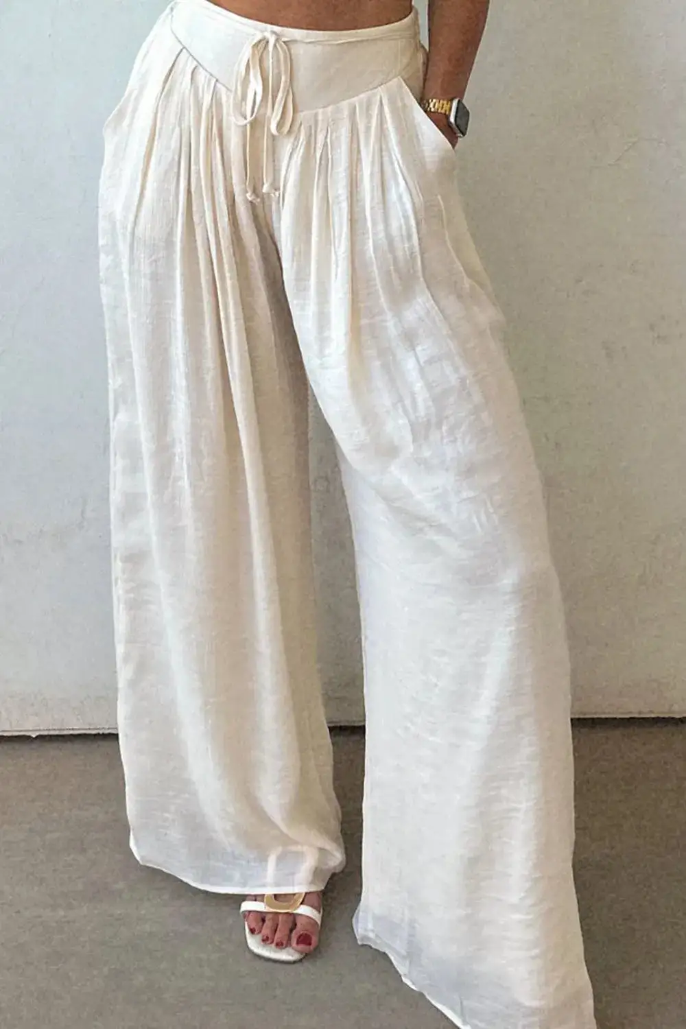 Tie Detail Pleated Pants