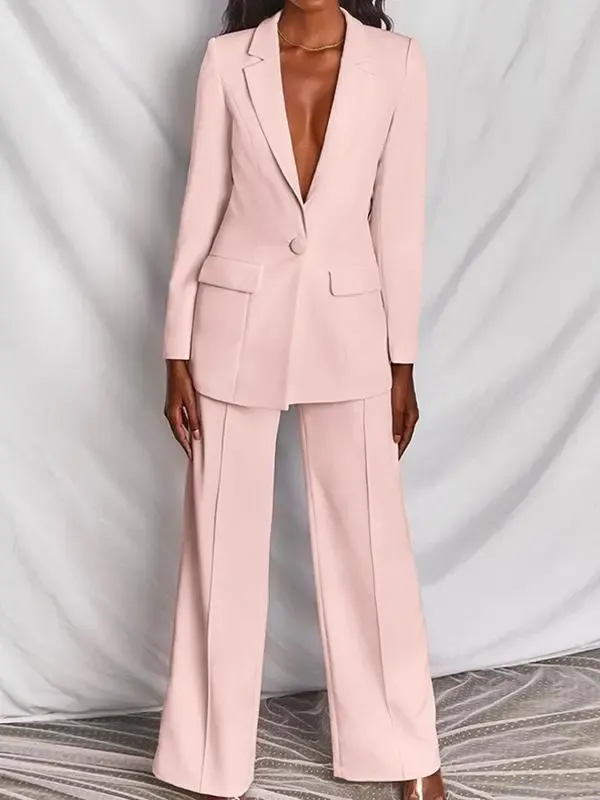 Fashionable Solid Color High-end Casual Suit