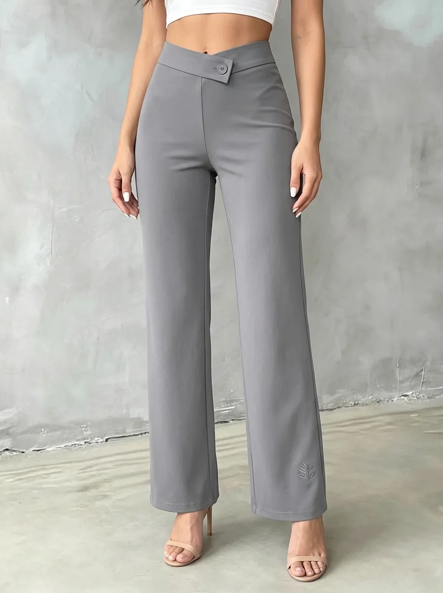 Women's Classic Weekend Leaf Pattern Printed Mid Rise Straight Leg Pants