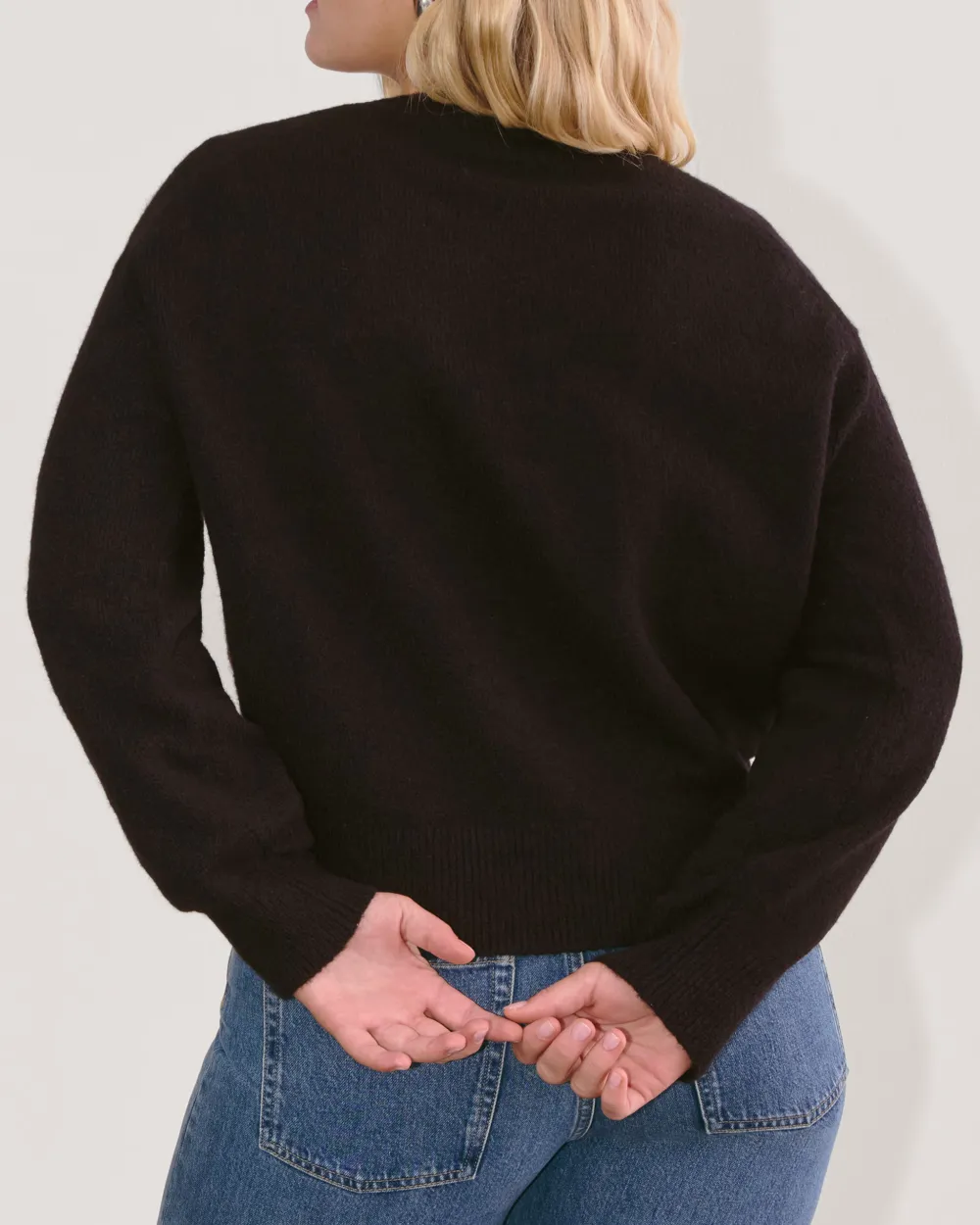 Black Ribbed Collar Knit Sweater