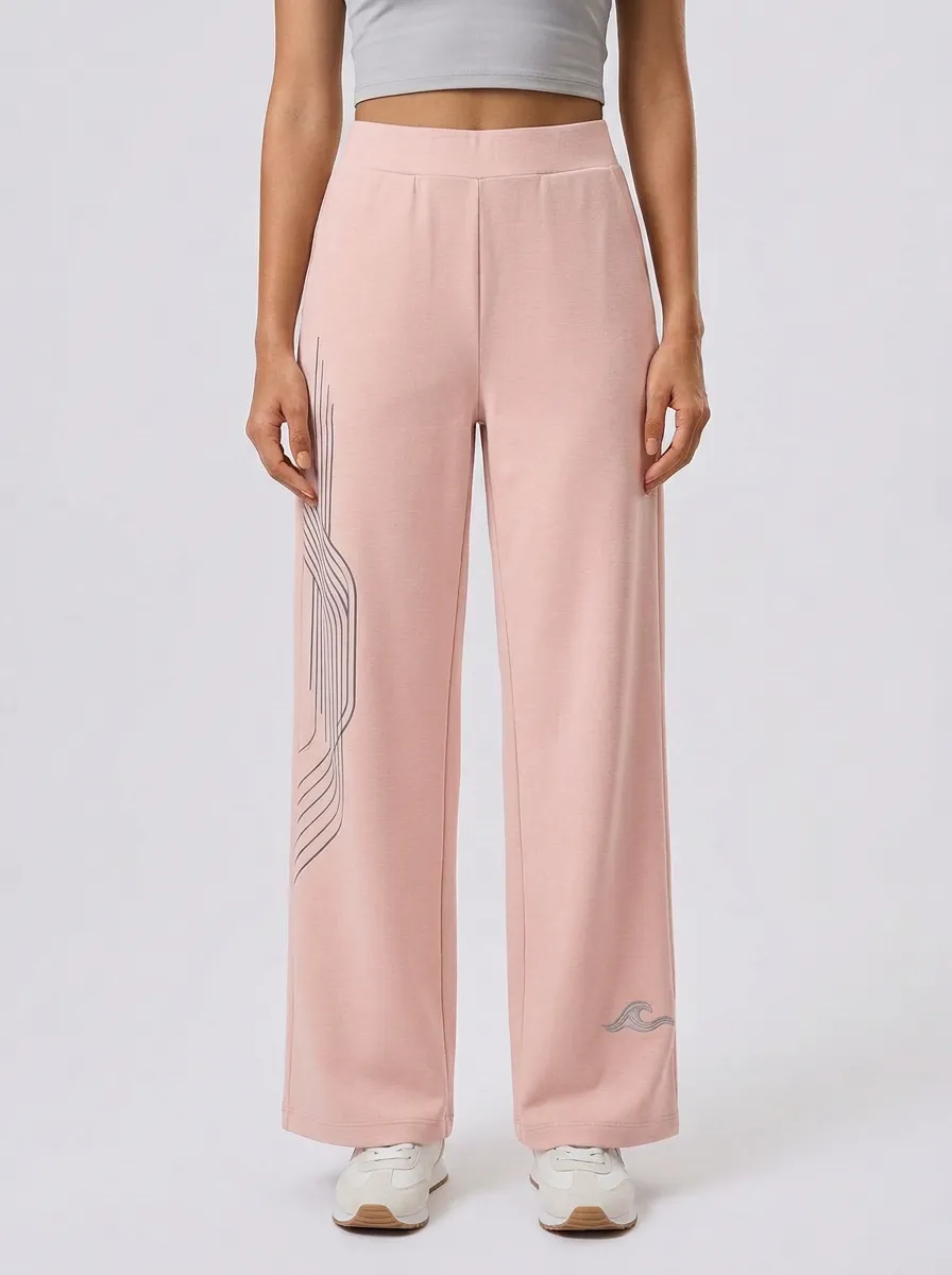 Women's Minimalist Abstract Line Wave Graphic Wide Leg Pants