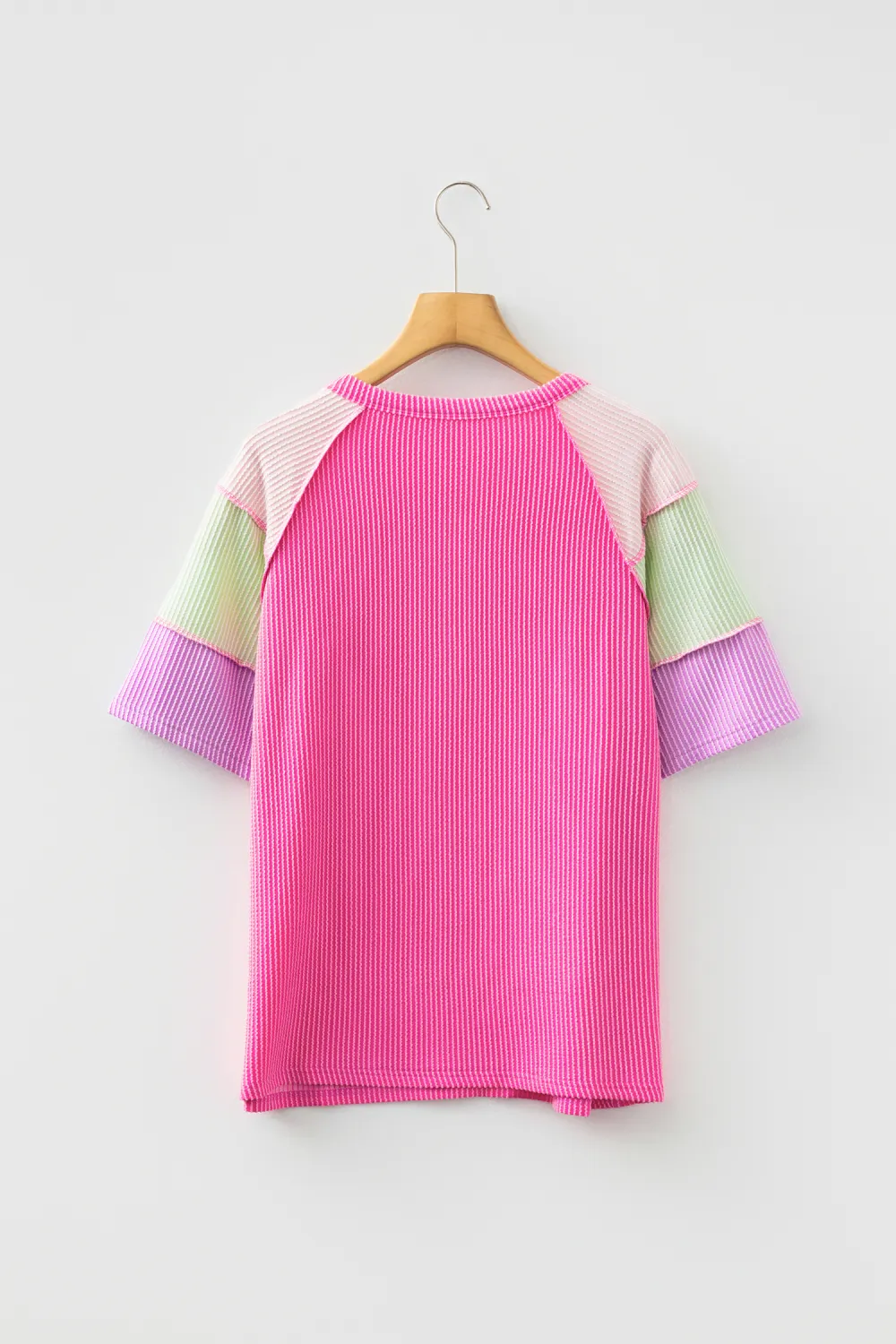 Bright Pink Twisted Ribbed Block Tee