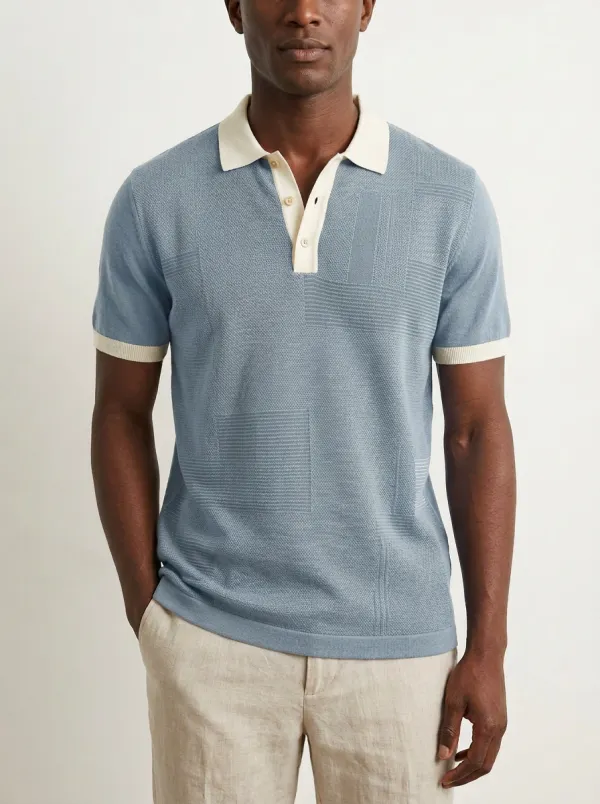 Geometric Knit Men's Polo Shirt