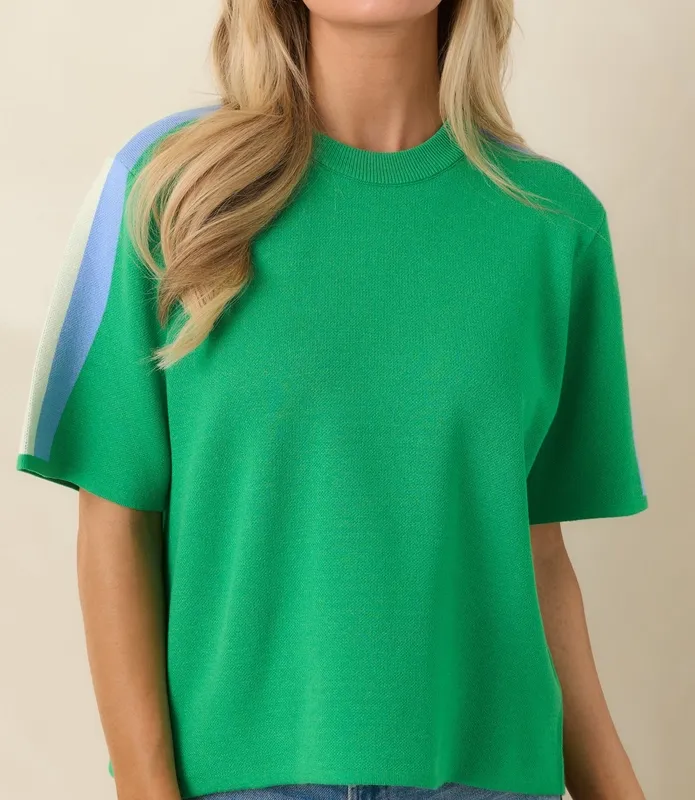 Green Multi Stripe Knit Top