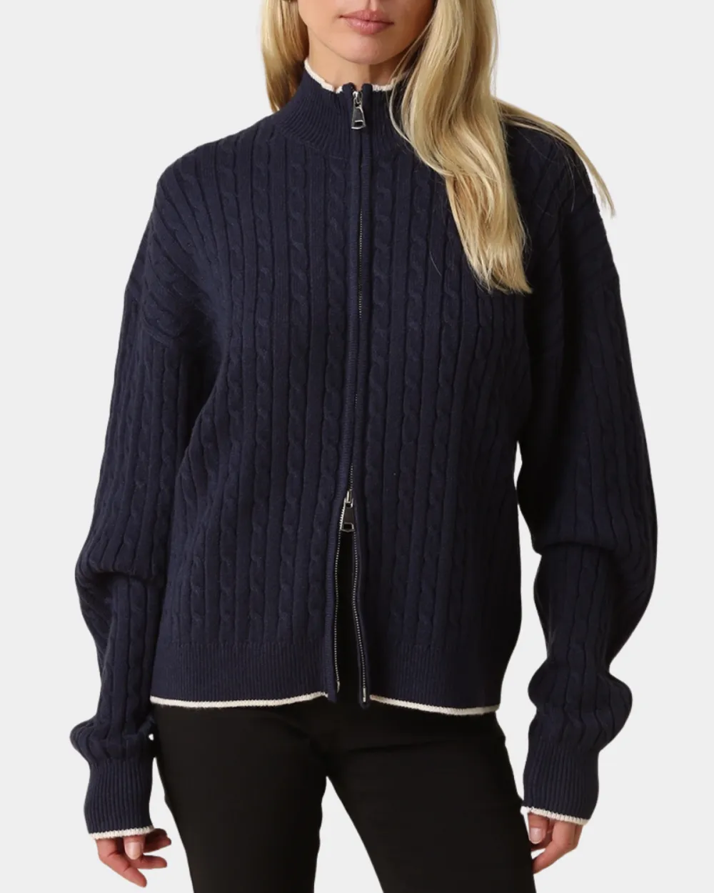 Cable Zip Cardigan