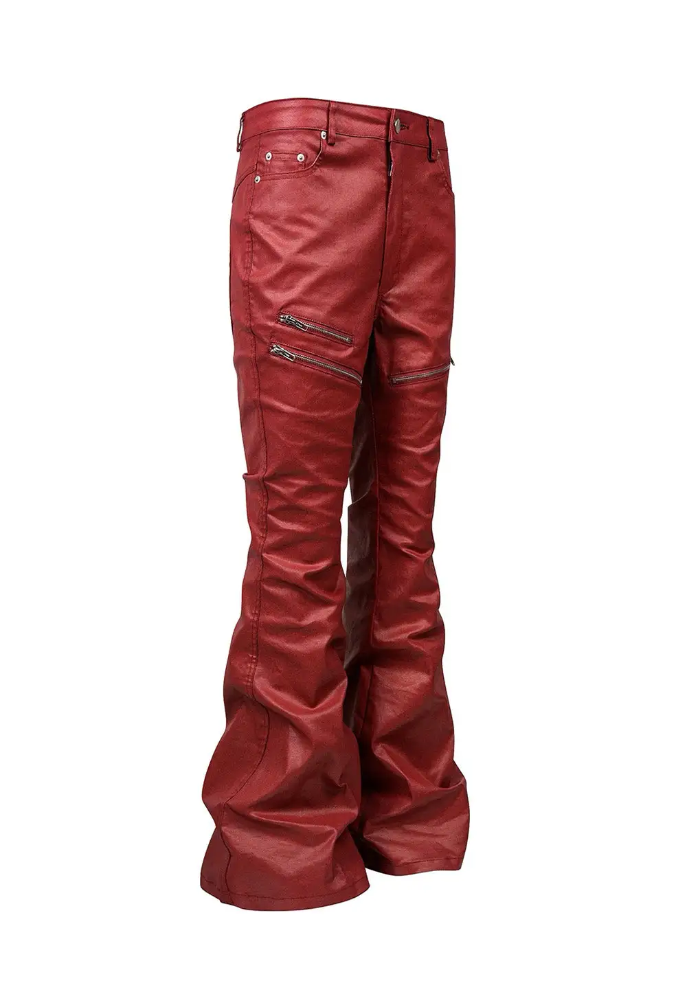 Flared Coated Waxed Jeans