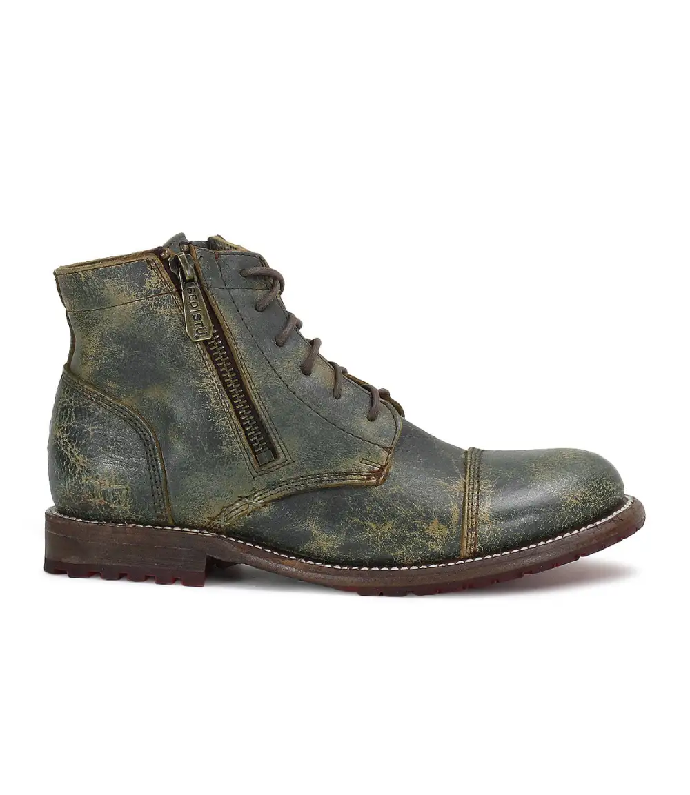 Cap-Toe Contrast-Stitched Combat Boots