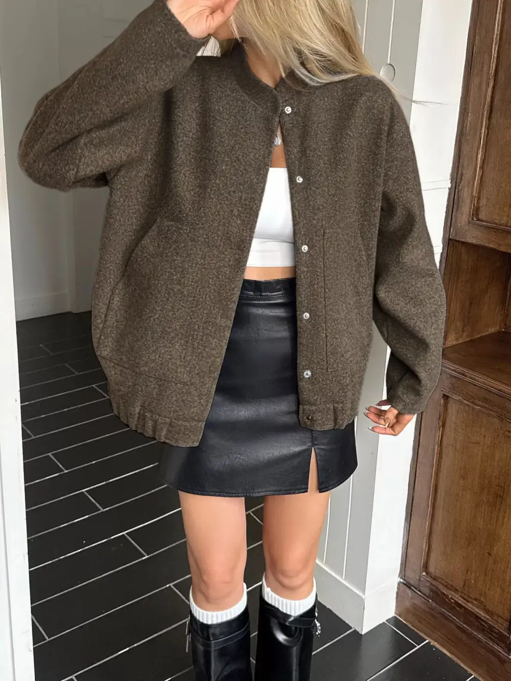 Snap Down Dropped Shoulder Jacket