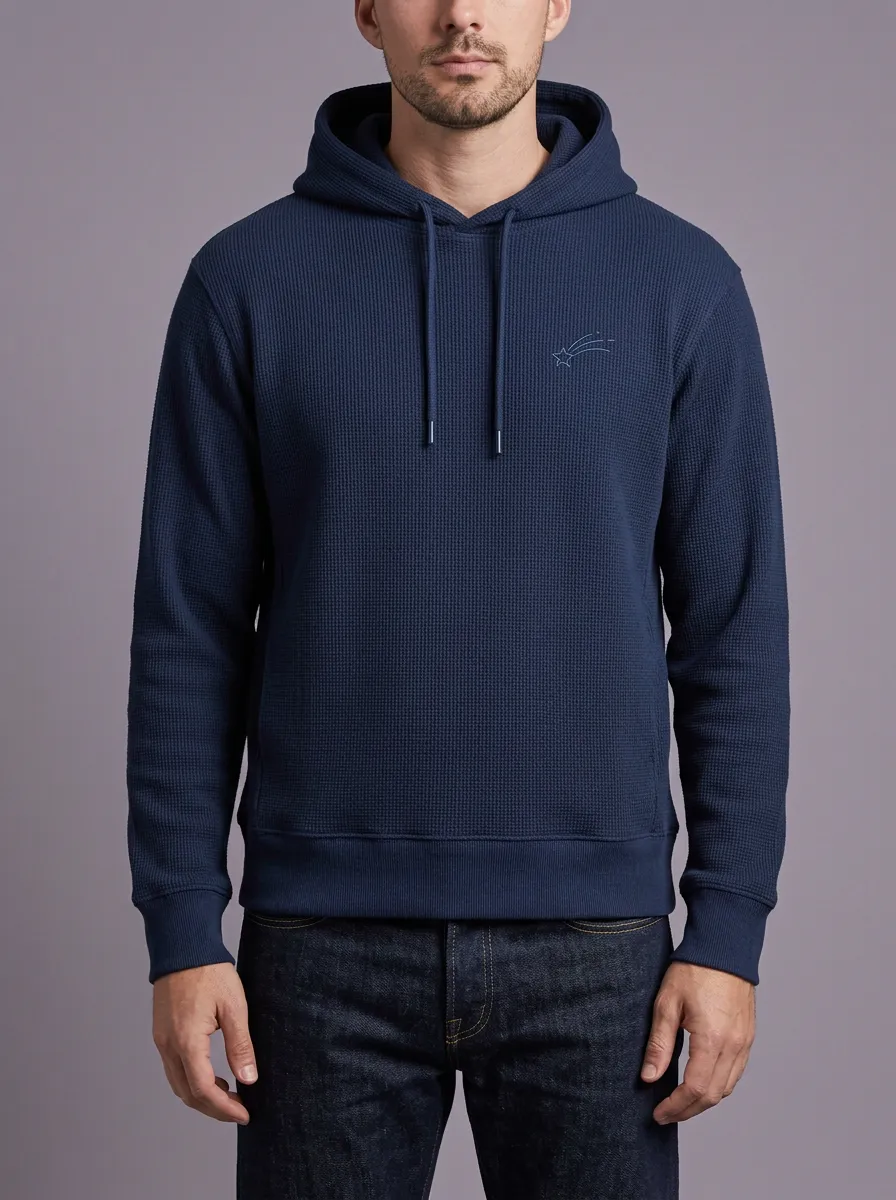 Men's Shooting Star Graphic Waffle-Knit Pullover Hoodie