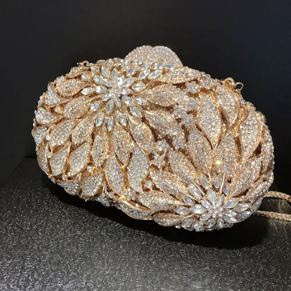 Metal Rhinestone Box Clutch Bag