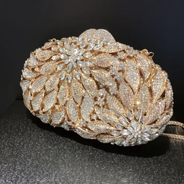 Metal Rhinestone Box Clutch Bag