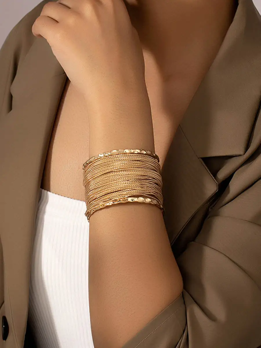 Geometric Alloy Bracelet And Ring Set
