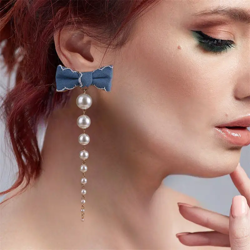 Bow Pearl Drop Earrings