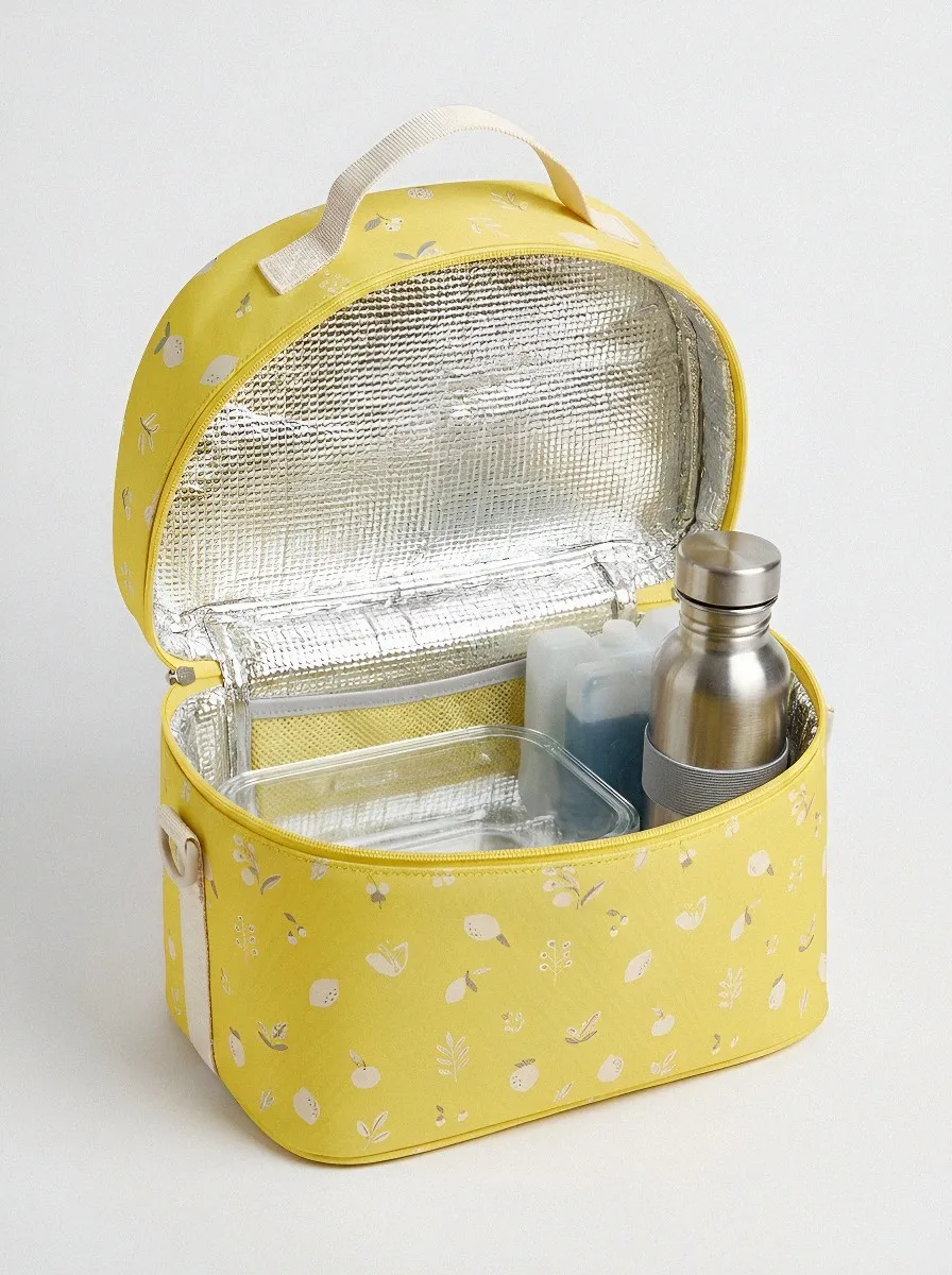 Floral Lemon Pattern Insulated Printed Lunch Bag
