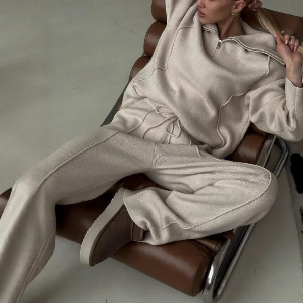 Structured Half Zip Sweatshirt And Pants Set