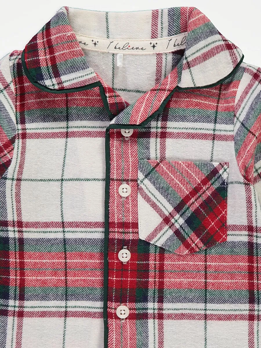 Christmas Red Checked Matching Family Kids Shirt Pyjamas