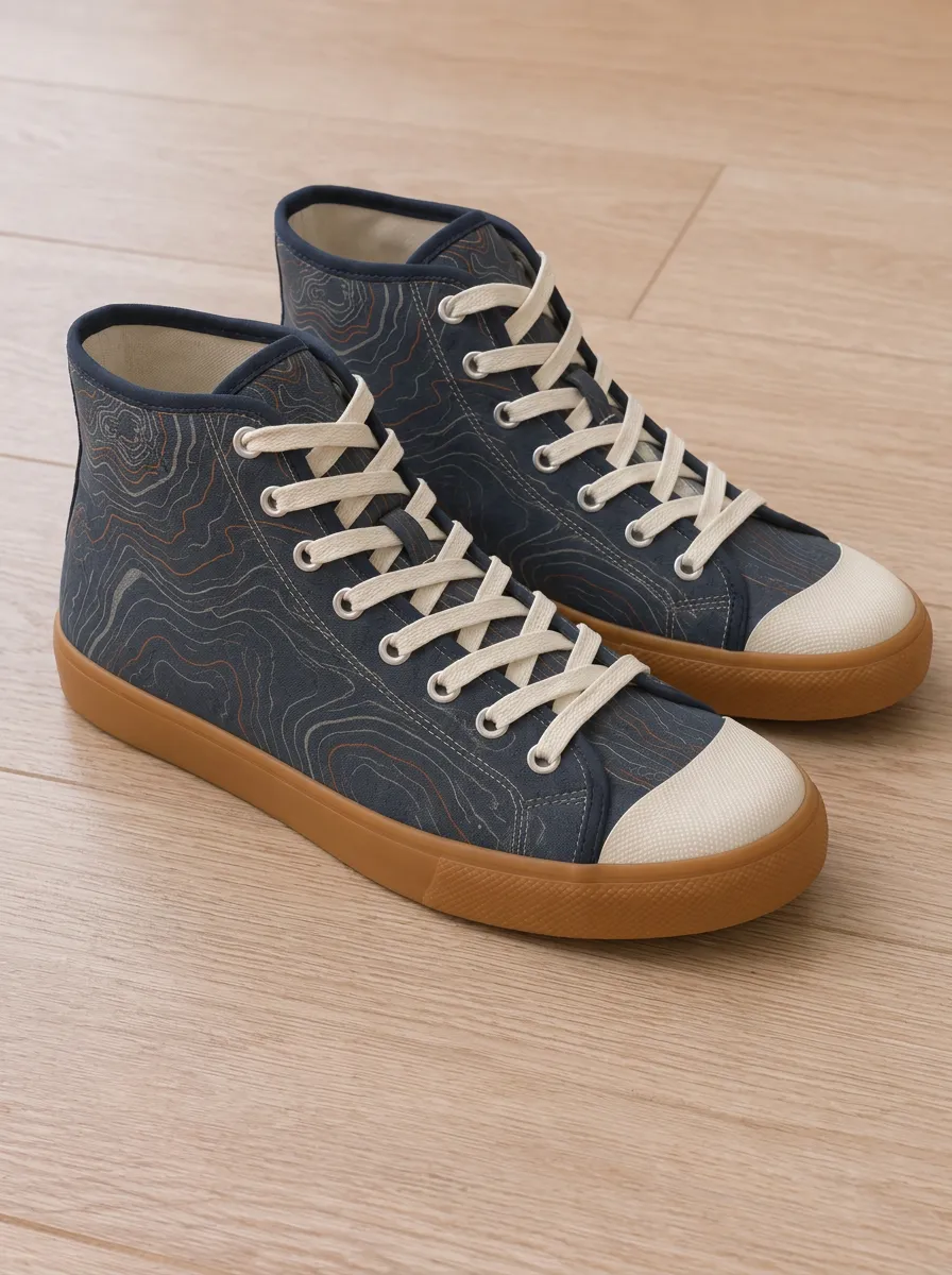 Men's Artful Topographic Map Pattern Patterned Canvas Shoes