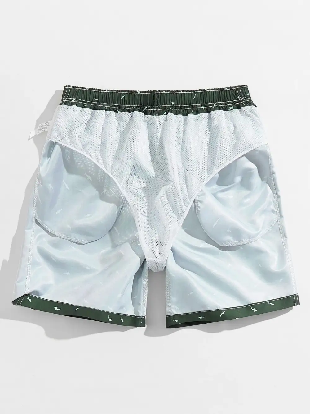 Men's Allover Shark Print Pocket Swim Trunks