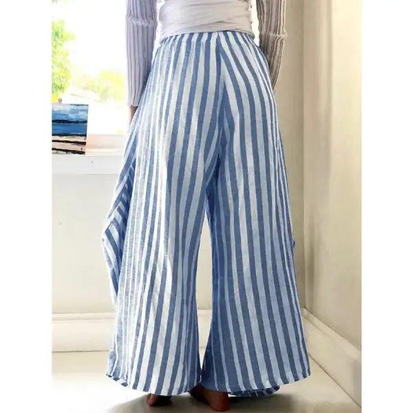 Striped Elastic Waist Wide Leg Pants