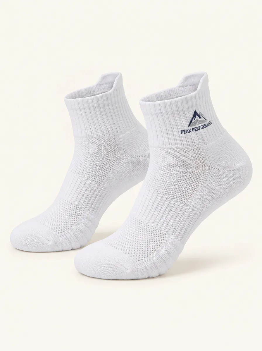 White Nature Mountain Graphic Athletic Low-Cut Socks