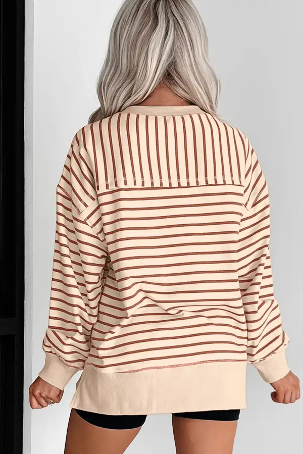 Relaxed Striped Ribbed Sweatshirt