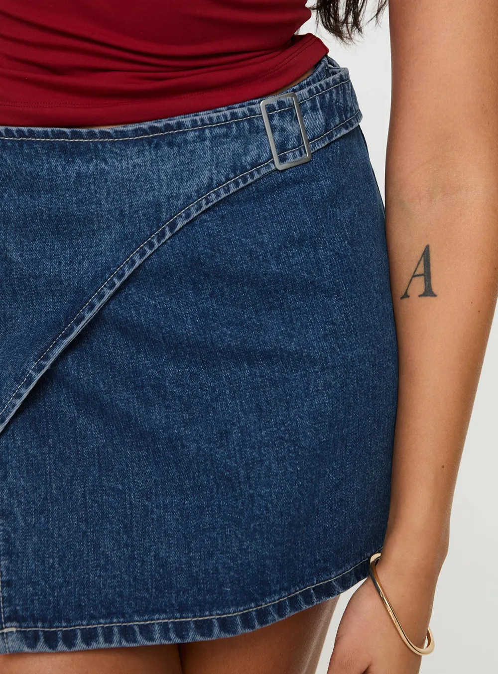 Denim Wrap Mini Skirt