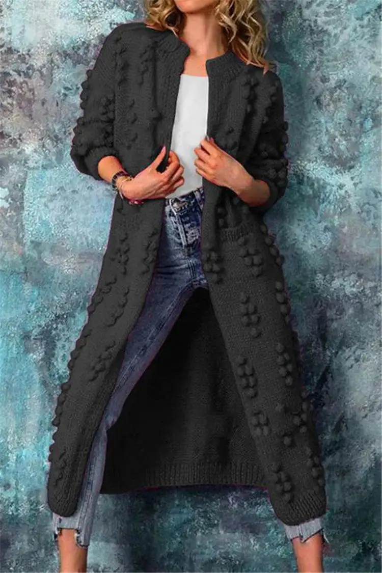  Long Textured Knit Cardigan