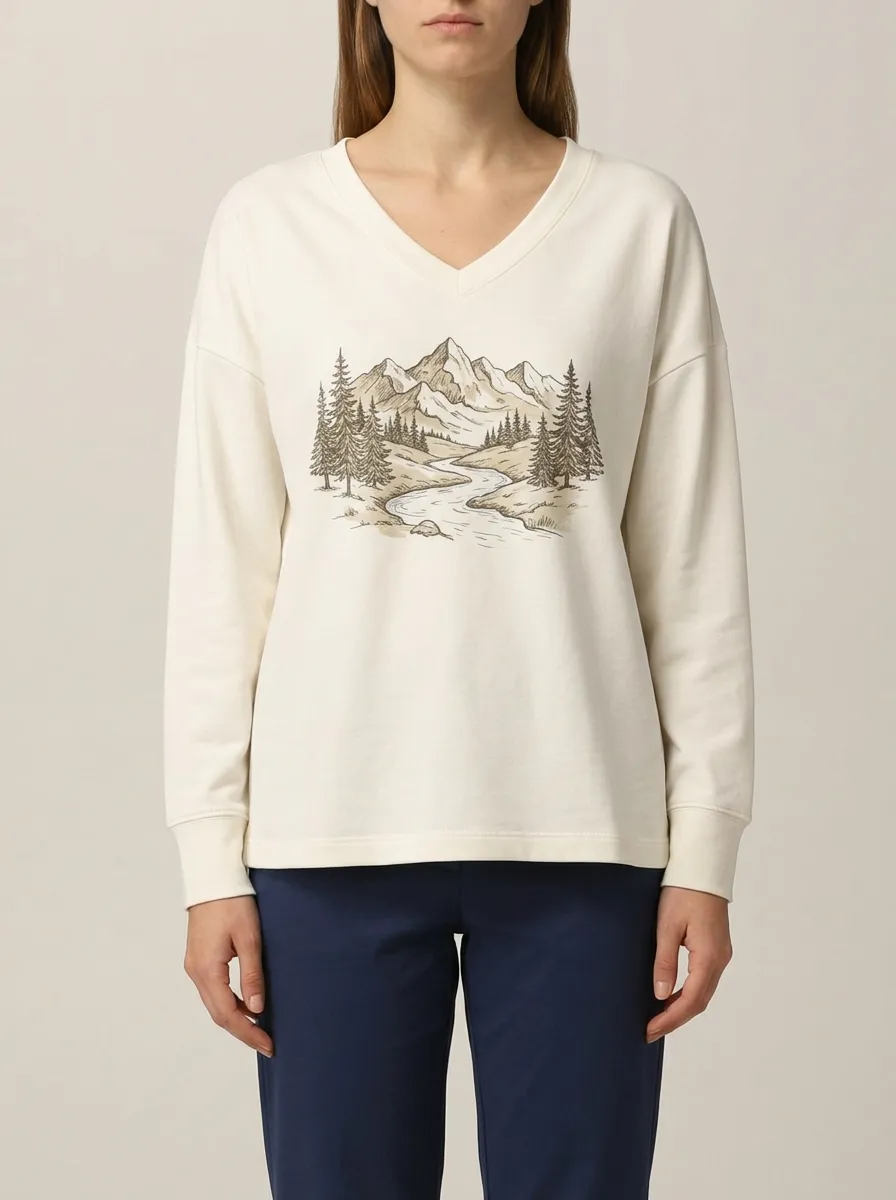 Women's Graphic V-Neck Sweatshirt