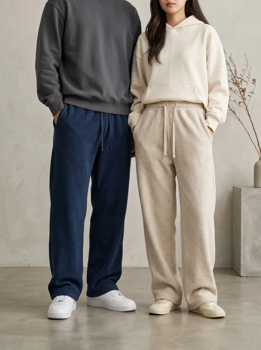 Unisex Everyday Drawstring Wide-Leg Sweatpants